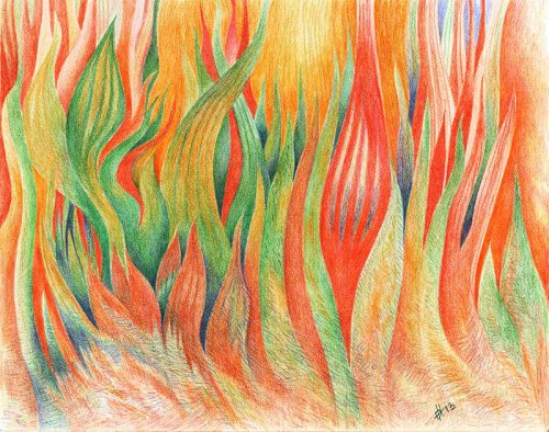 Pencil drawing Flames by Daniel Heller