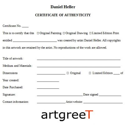 Certificate of Authenticity COA – artgreeT